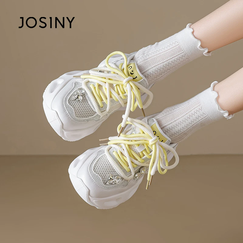 卓诗尼网面透气老爹鞋女2025夏季新款厚底增高小白鞋女款软底鞋子