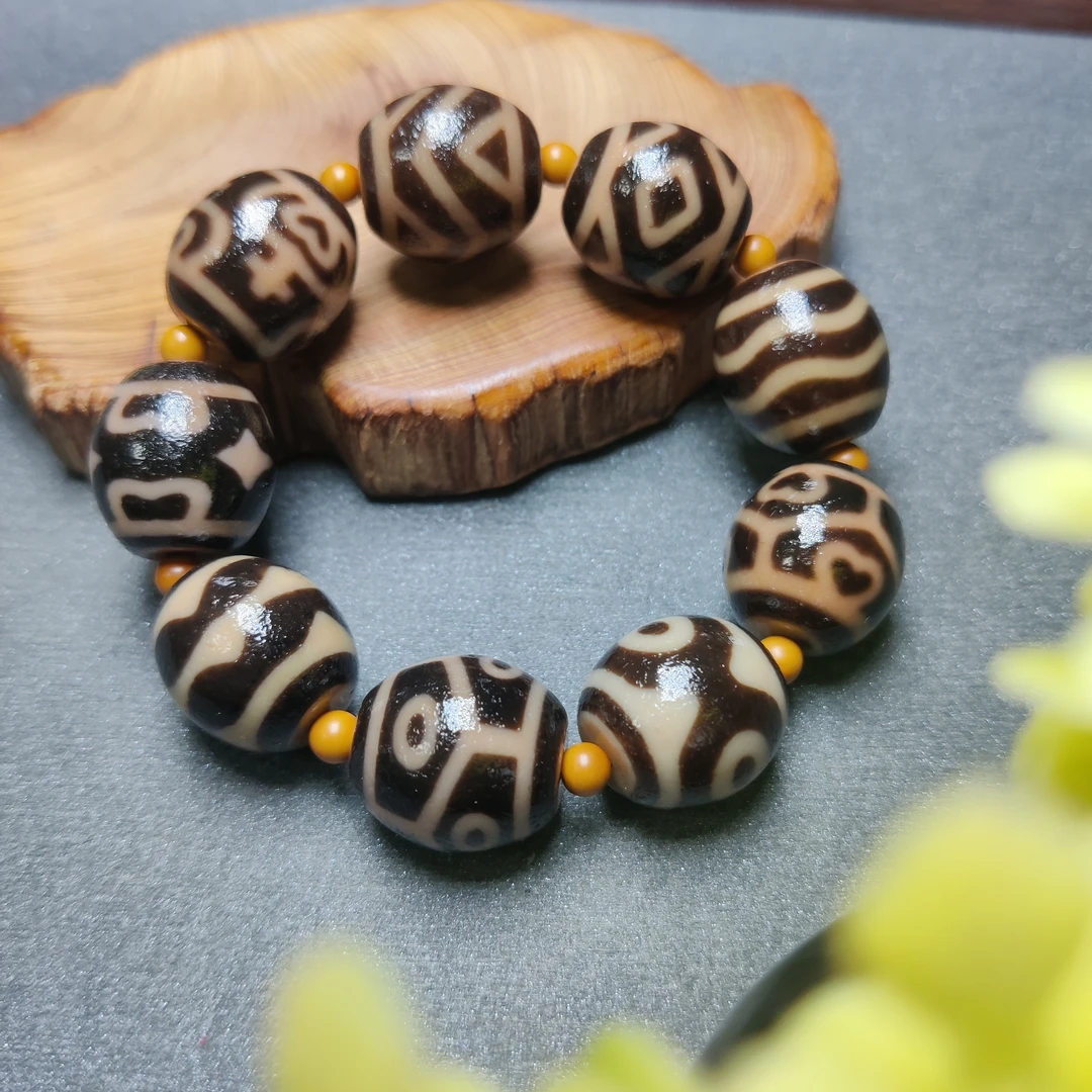 [18*16]黑金达洛手串随机图腾玛瑙珠同品包浆感性价比高百搭