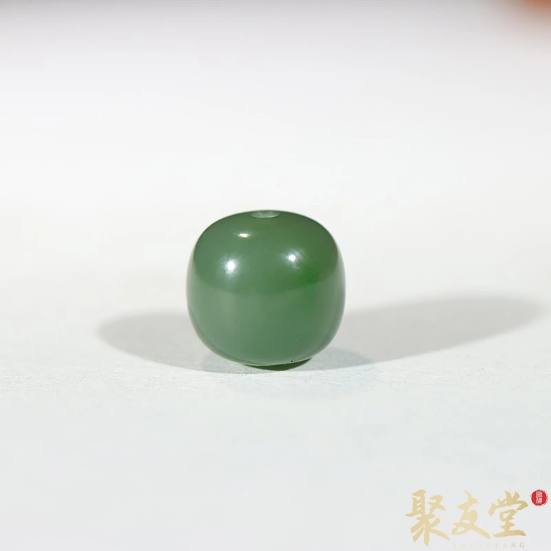 聚友堂玉雕11*12mm新疆和田玉籽料特色碧玉沙枣青老型珠单珠113