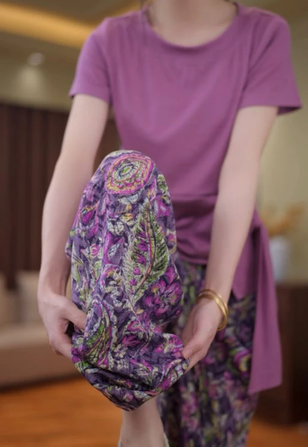 【轻奢复古】夏季新款新中式时尚气质轻薄舒适垂感休闲印花长裤J