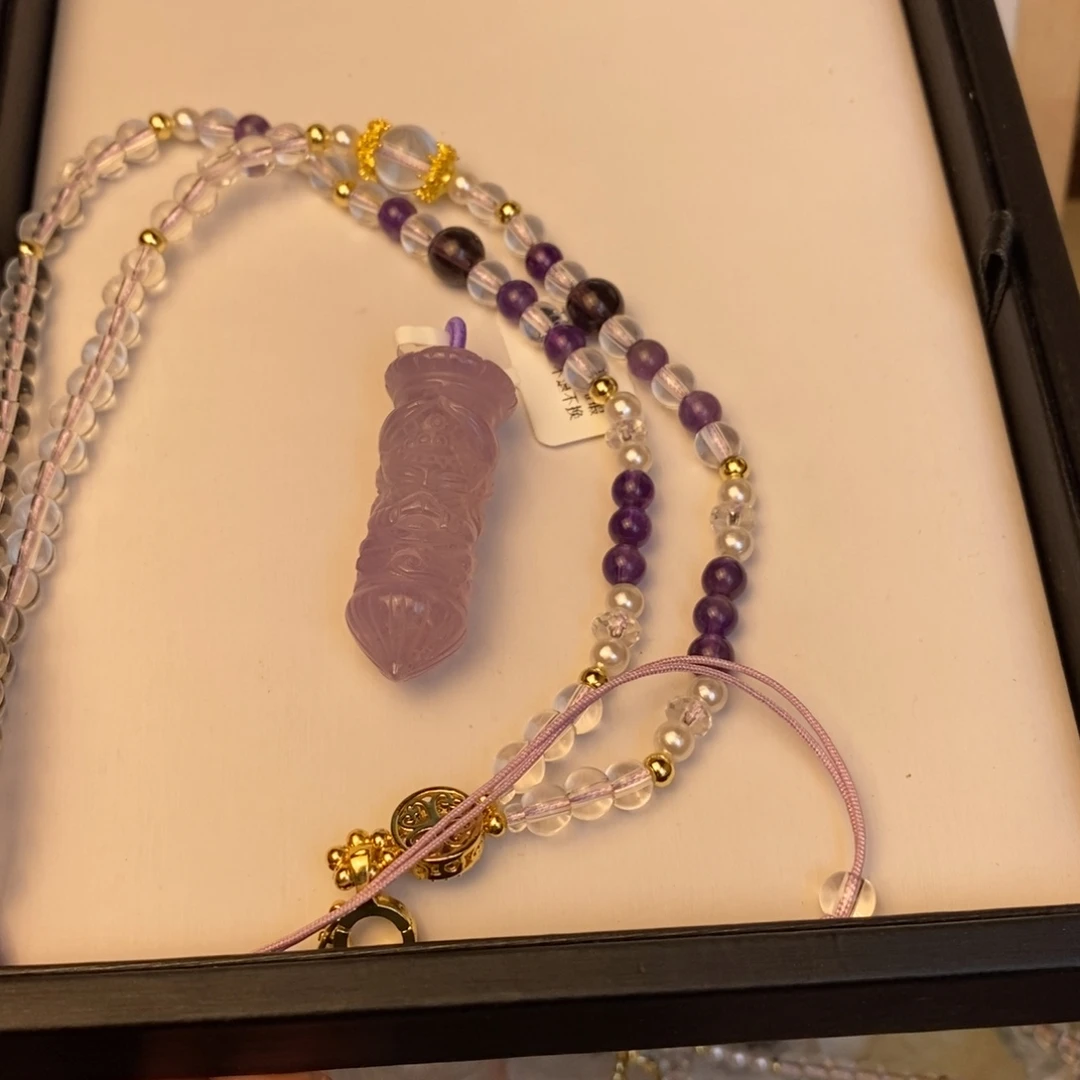 蟹***媛未镶嵌水晶颈饰紫水晶文昌笔娘娘狐配珠链一套