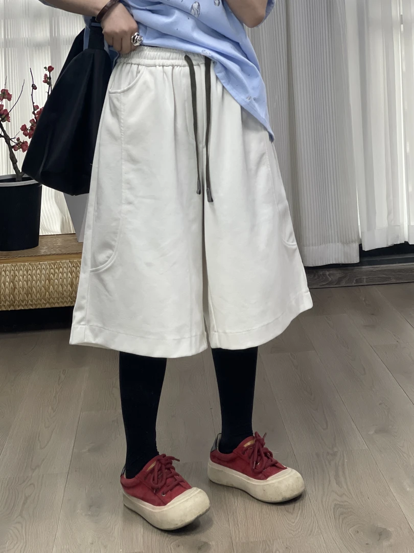 【若汐女装】欧韩大版休闲百搭设计款夏季纯色潮流抽绳卫裤中裤9676