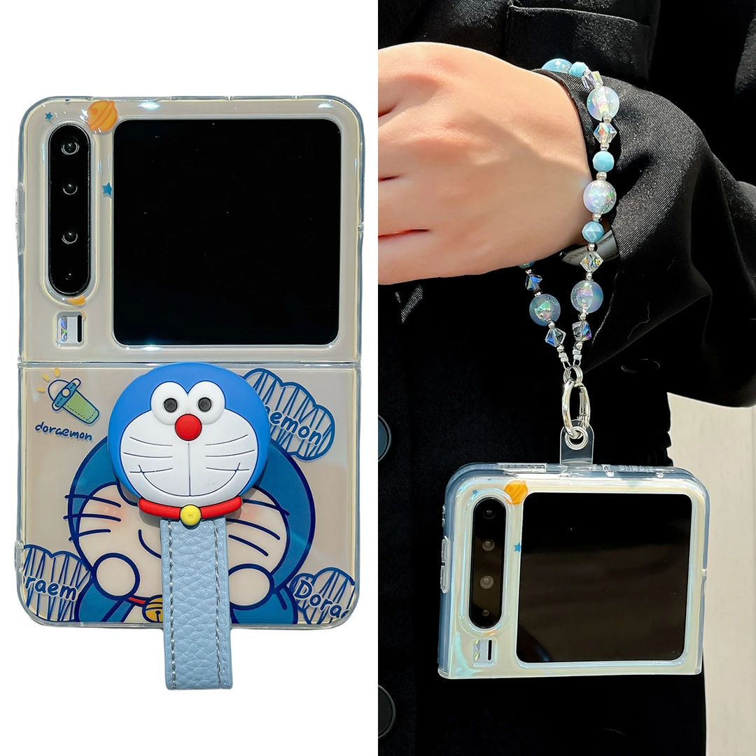 卡通叮当猫适用华为purax手机壳pocket2折叠屏pockets腕带保护套