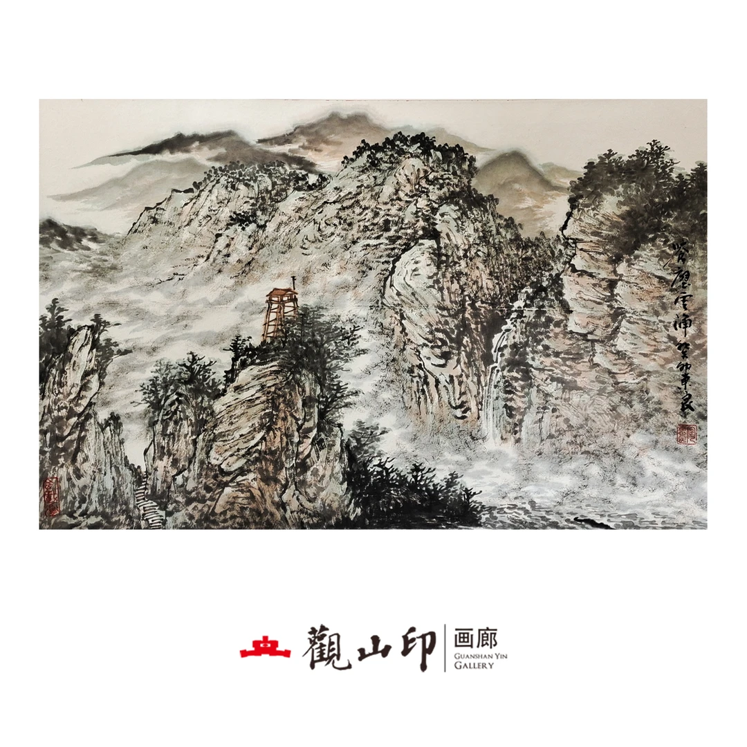 陶东良-原创手绘国画69x45cm中式古风山水办公室茶室餐厅9306