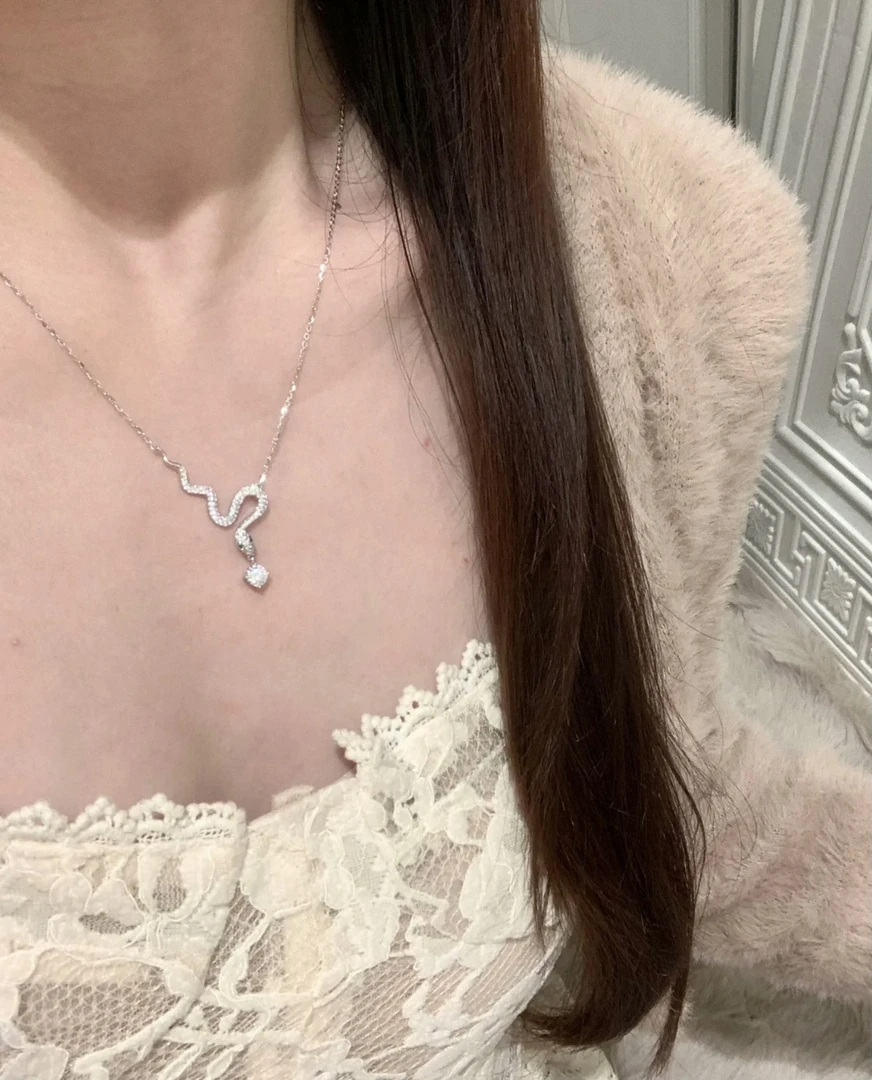 坠链均925银锆石 镀K金 灵蛇之镜 高级感项链X7166