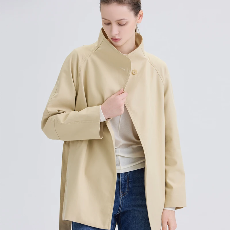 松家·1622- 气质爆款！DU家定制混纺高支斜纹棉多用领短风衣