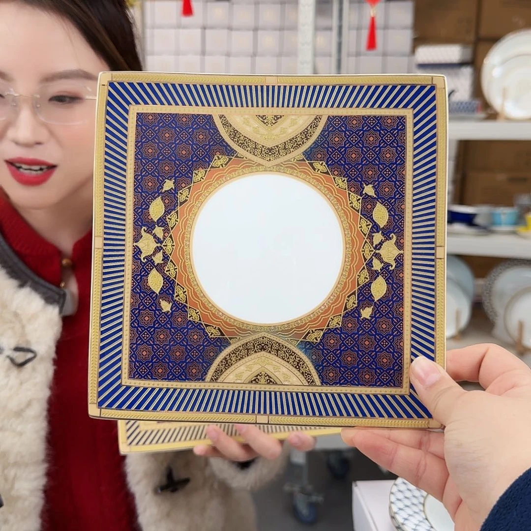 骨瓷高骨瓷8英寸方盘20cm2个外贸骨瓷