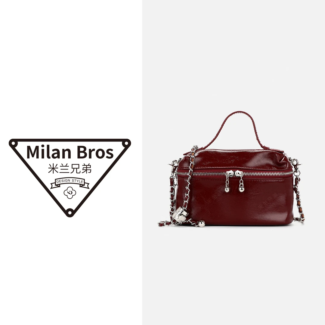 【米兰兄弟】头层牛皮手提腋下斜挎女包