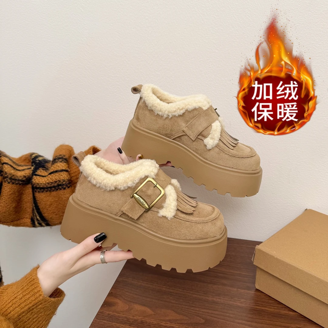 厚底棉鞋加绒保暖雪地靴女鞋2025新款秋冬勃肯鞋毛毛鞋博肯乐福鞋