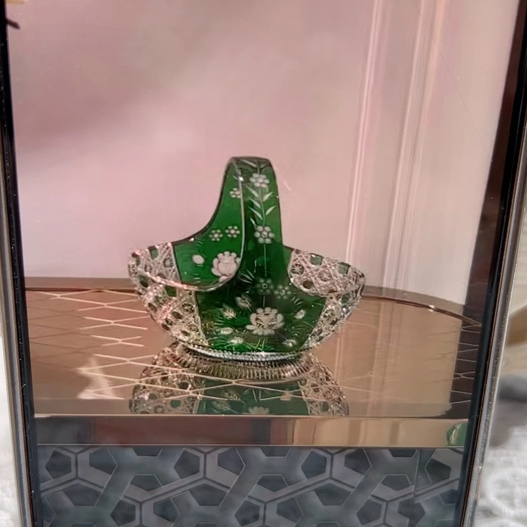 陶瓷祖母绿水晶提篮果篮