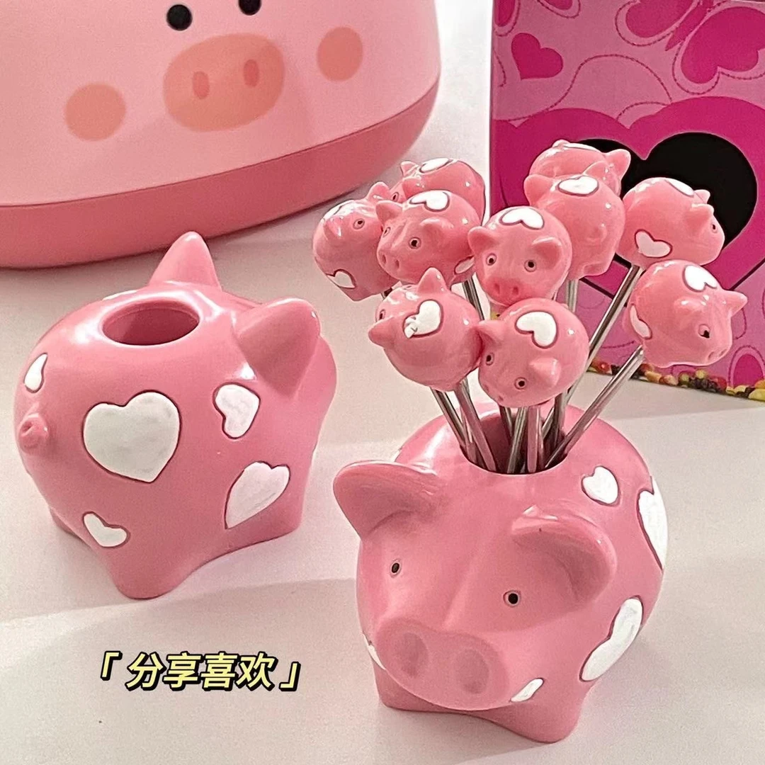 创意可爱家用创意小猪不锈钢水果叉子网红爆款高颜值可爱水果签