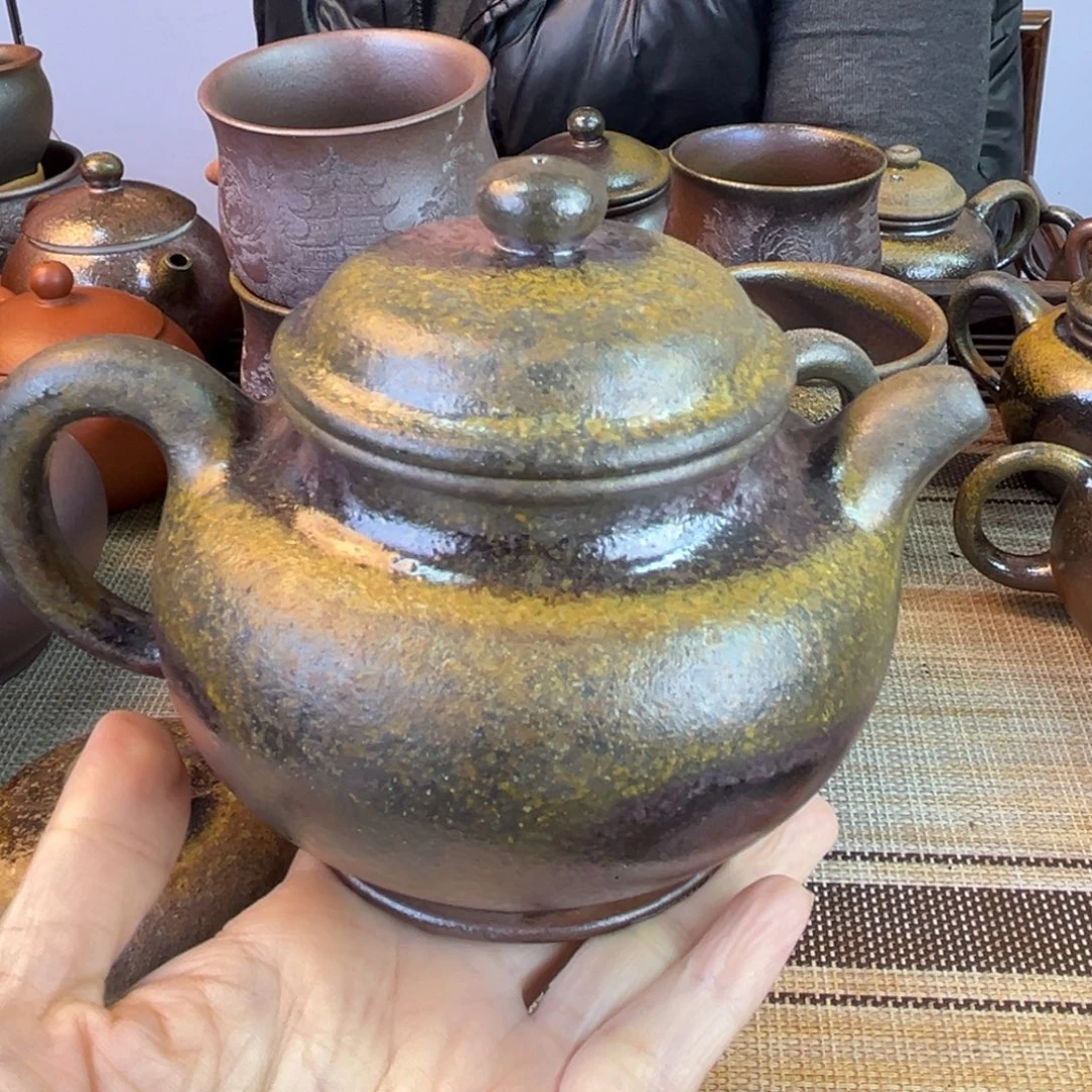 紫砂茶壶底槽清柴烧350cc