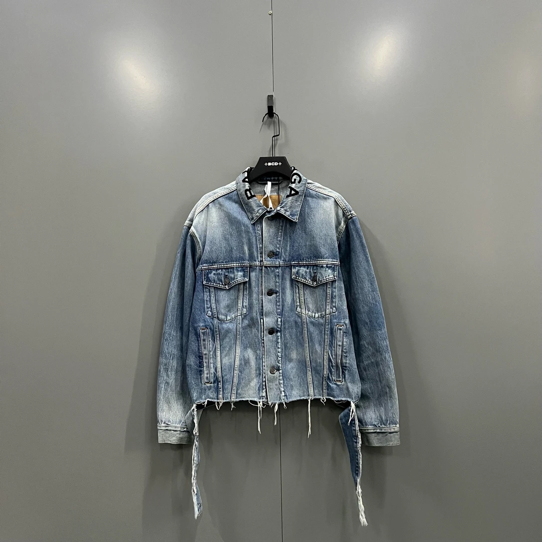 99新 Balenciaga/巴黎世家 (ll) 领口刺绣牛仔外套 34码/018235