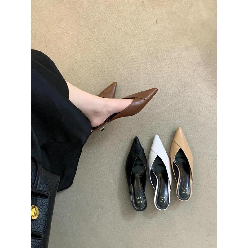 2025新款拖鞋女包头细跟半拖鞋法式女士超火凉拖气质小猫跟穆勒鞋