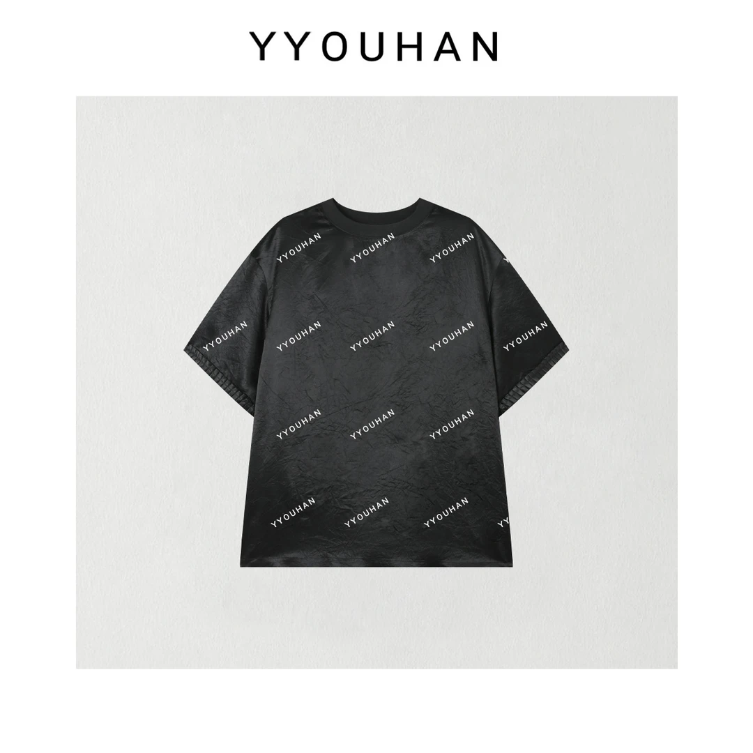 2025春夏小众设计极简风手袖捏褶百搭醋酸T恤 2503C1568