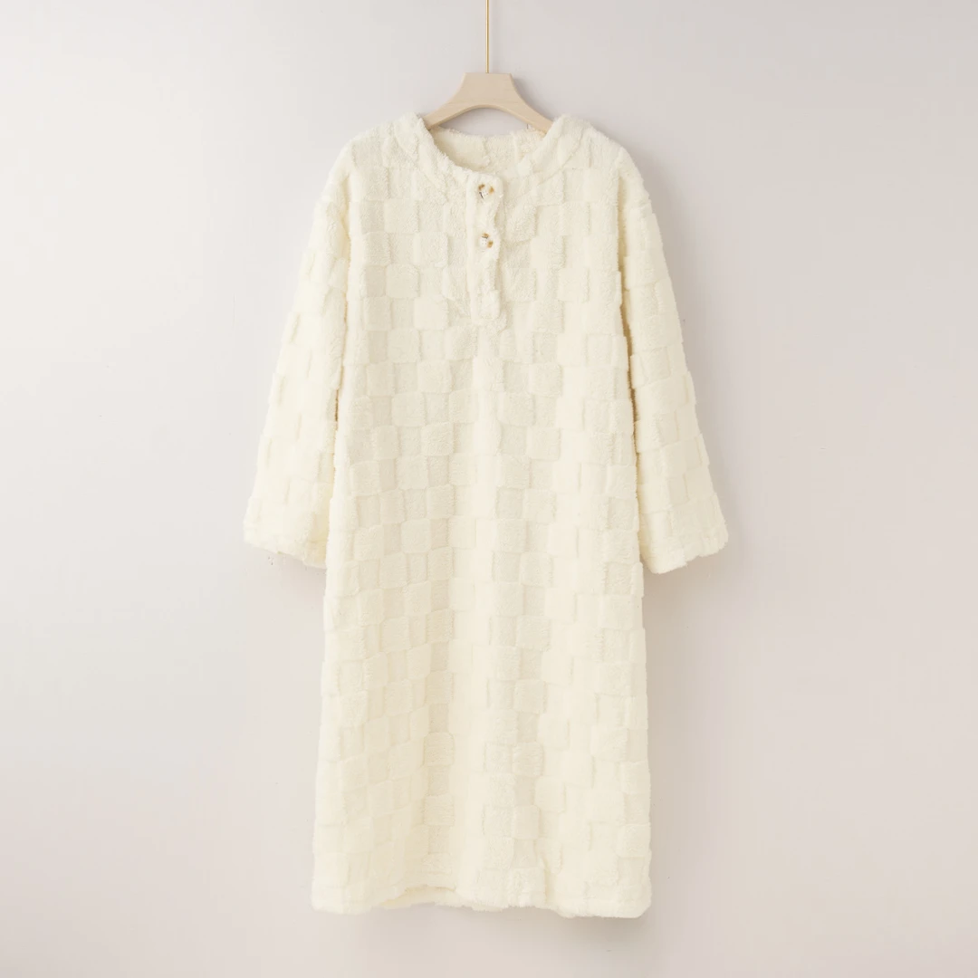 【特价-占单者限购】Q2584 厚款格子长款家居服睡衣