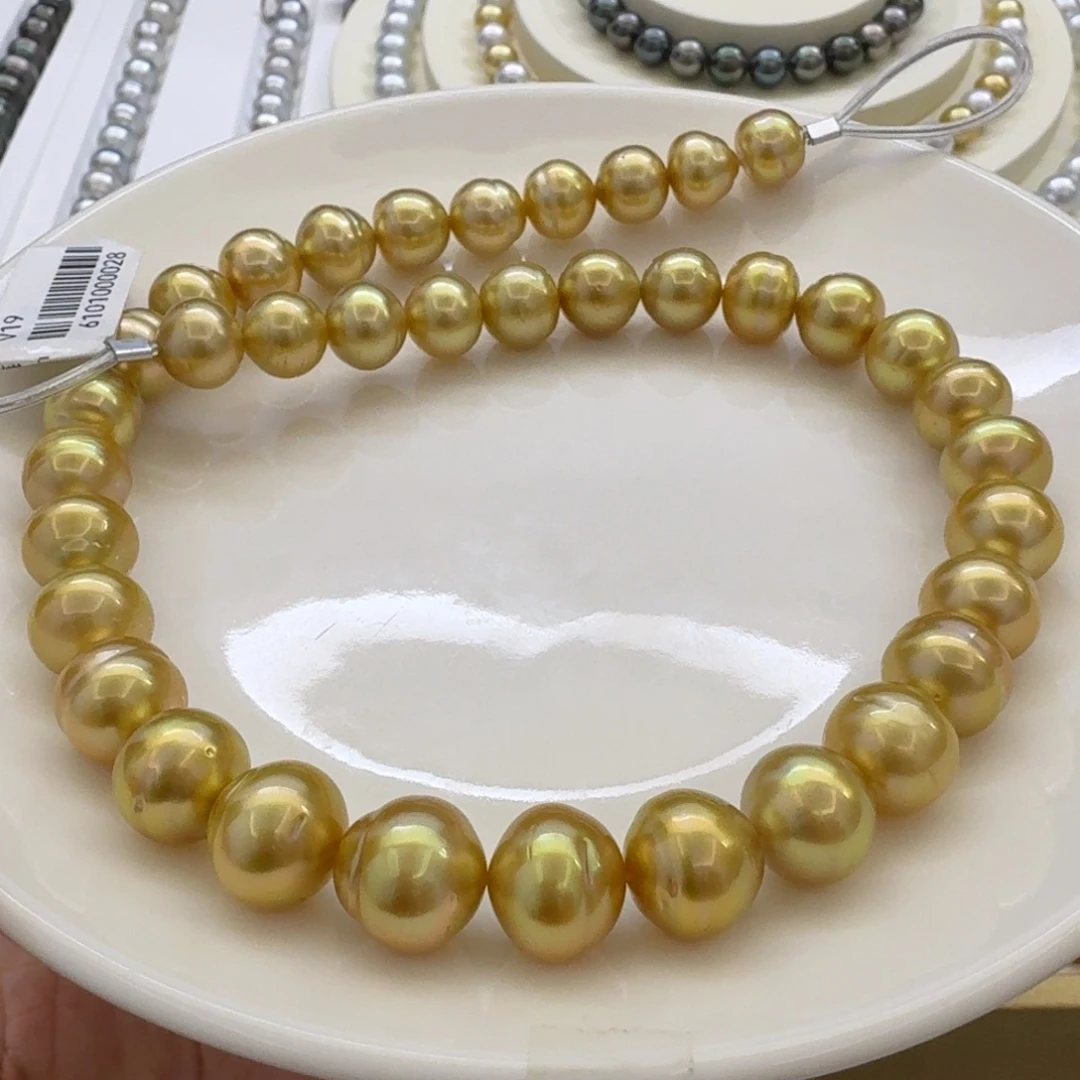 未镶嵌海水珍珠颈饰天然浓金10.2-12.6