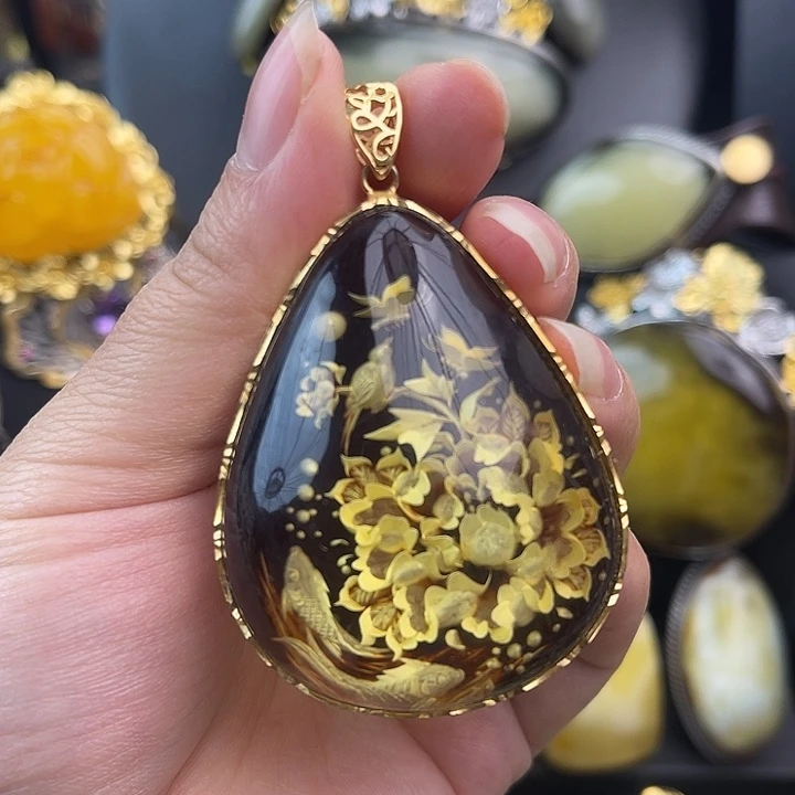 琥珀银S925镶嵌裸石