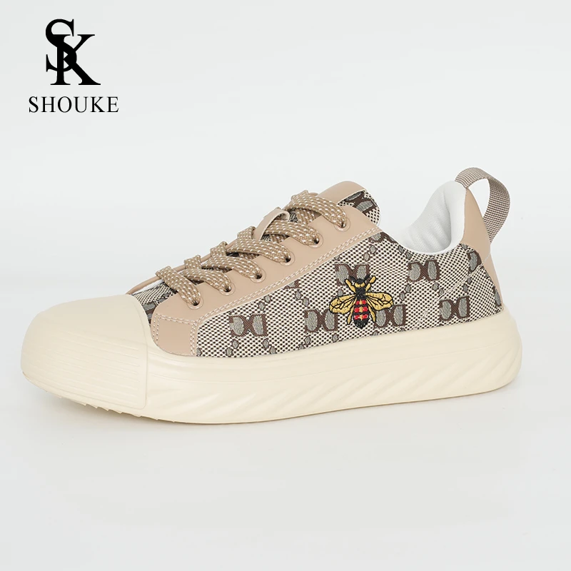 透气时尚百搭纯手工低帮鞋运动潮鞋圆头系带刺绣板鞋时尚休闲男鞋