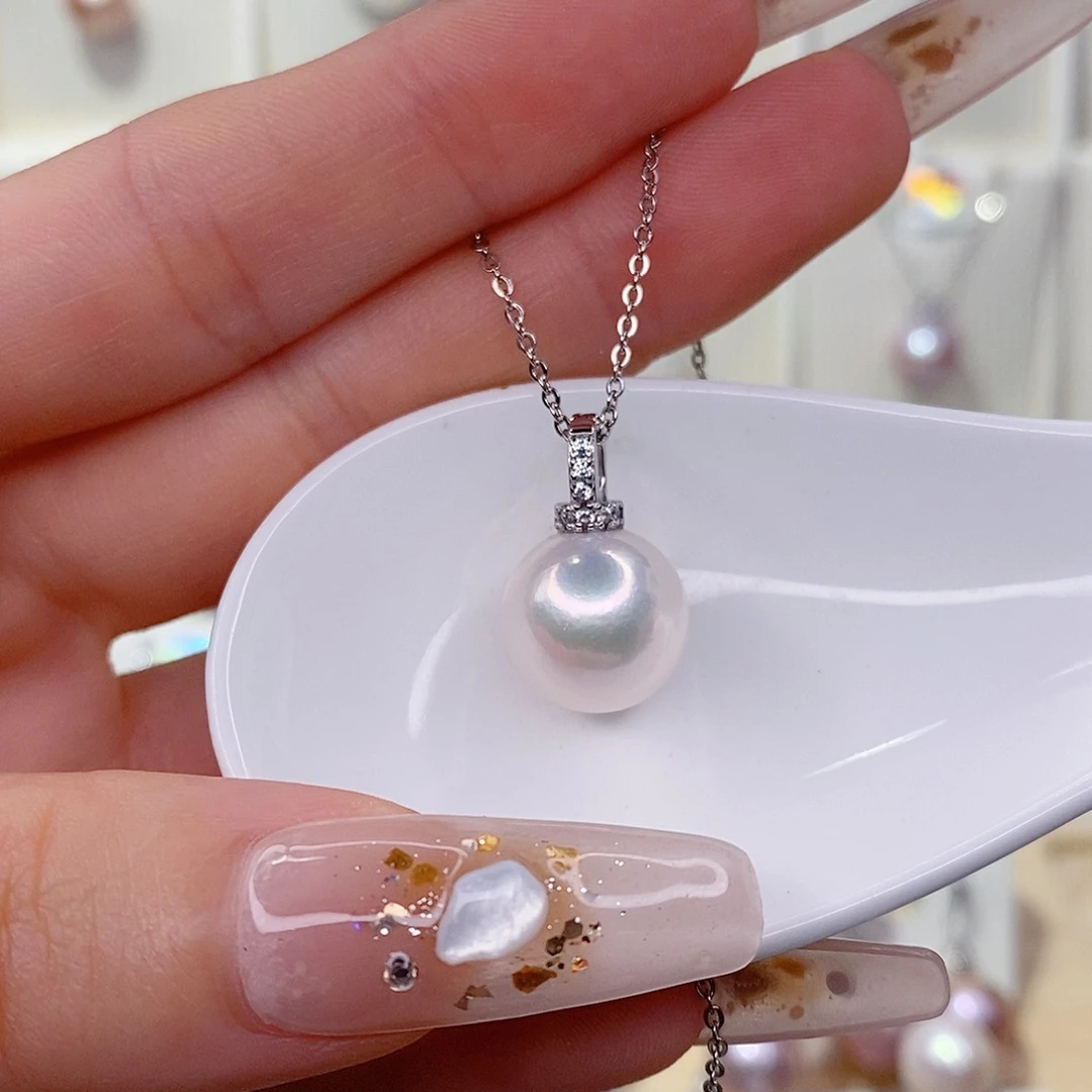 淡水珍珠银S925镶嵌吊坠(赠链)