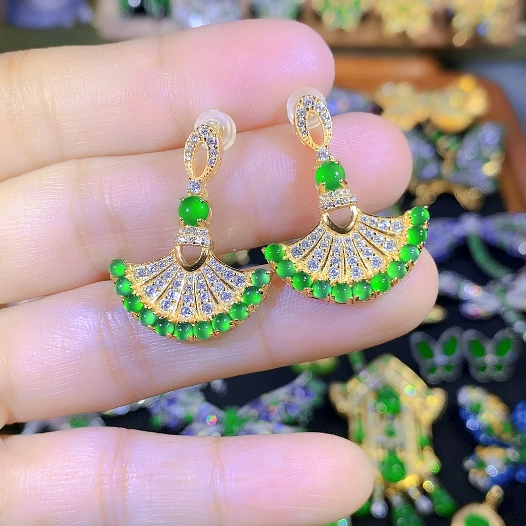 吊坠(不含链)银S925镶嵌翡翠