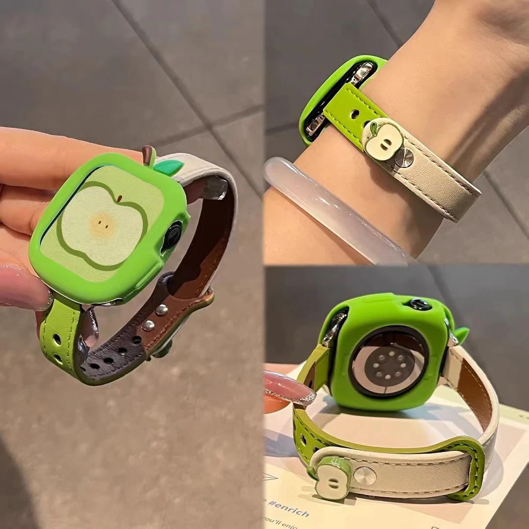 青红苹果适用小米手环9pro表带8Pro硅胶保护套壳红米watch5/4代