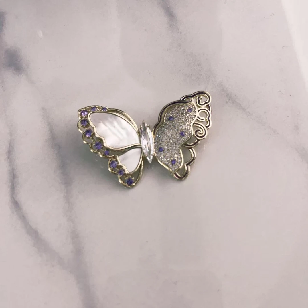 kasiya/卡思雅 铜合金锆石胸针 时尚百搭蝴蝶胸针