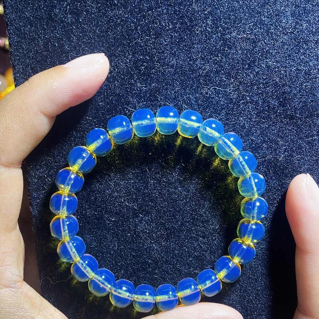 蓝珀裸石未镶嵌异色珀老型手串8