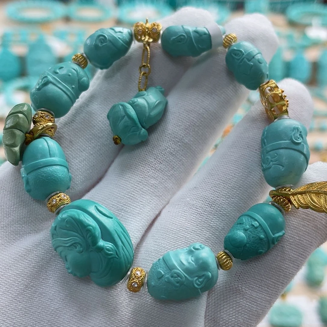 绿松石珠宝奇石18K金镶嵌