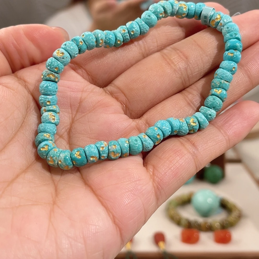 绿松石未镶嵌高瓷蓝大肠