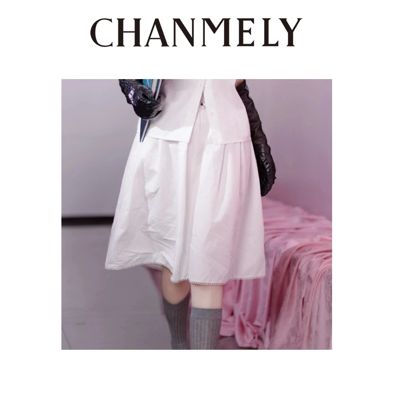 【CHANMITY】25/ss学院风减龄手工花边花苞显瘦半身裙025100