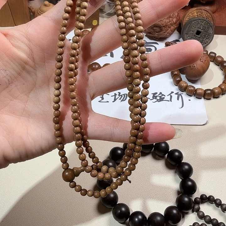 檀香木印度迈索尔老山檀香老料纯手工0.4/108多圈檀香王