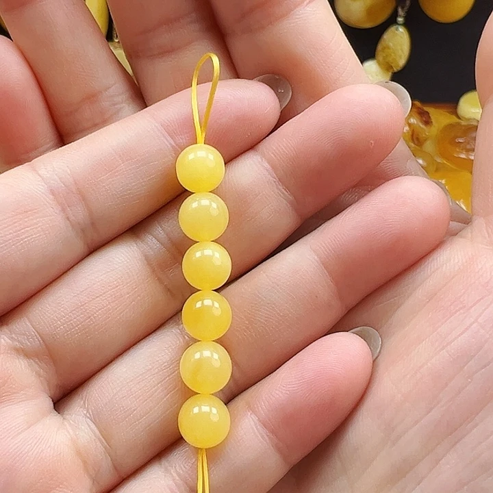 裸石琥珀未镶嵌蜜蜡配珠7m m