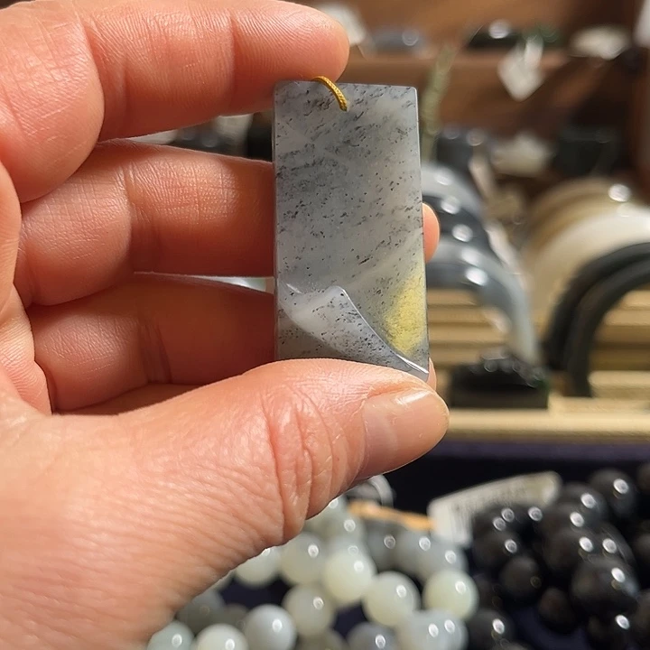 和田玉未镶嵌颈饰新疆和田玉青花籽时尚挂件