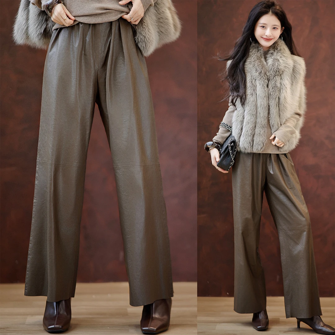 【赵大喜】现货！老钱皮裤 | 超柔软!松紧腰/经典直筒版/贵气