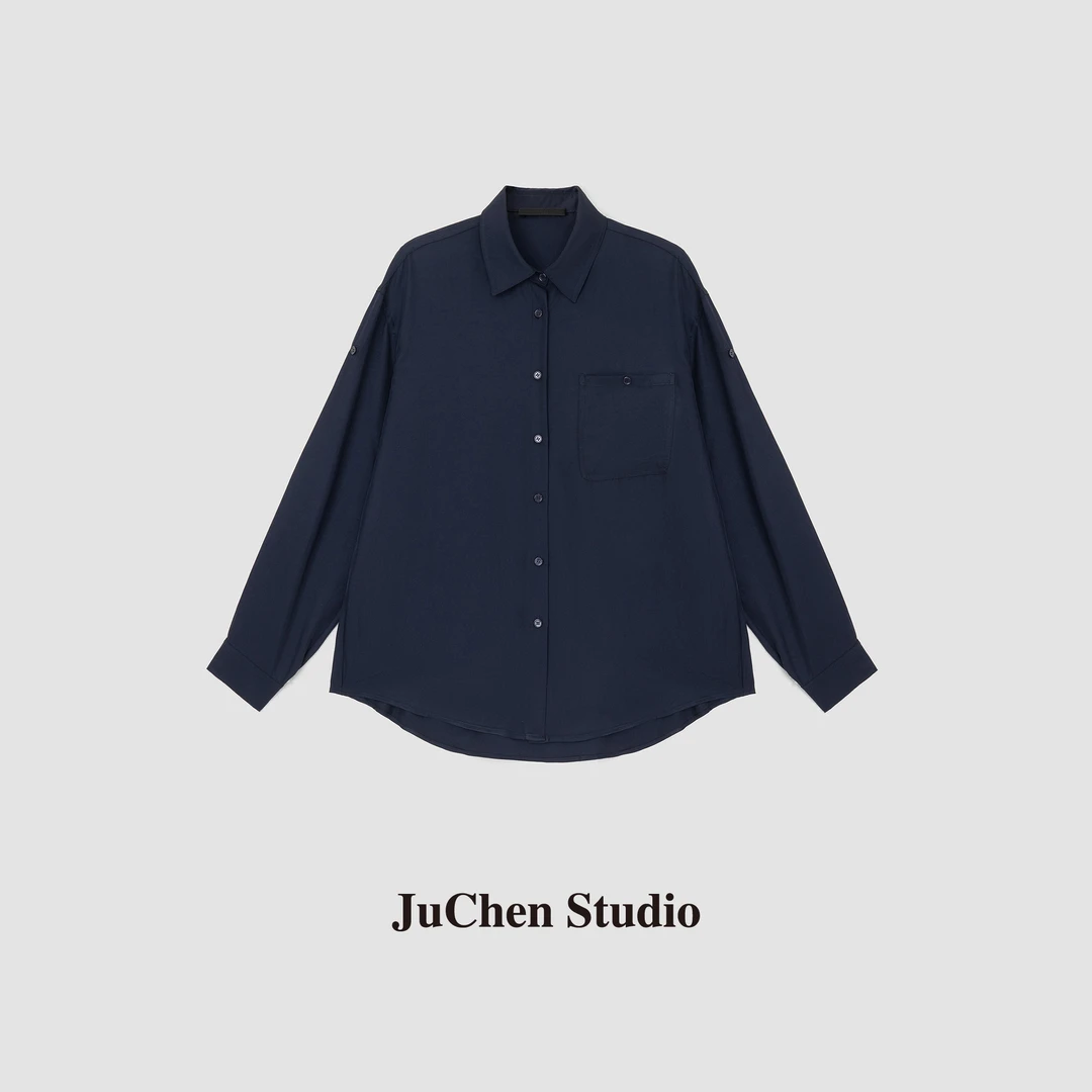 “半熟优雅”奢感高知三醋酸设计感翻领衬衫 FW062694