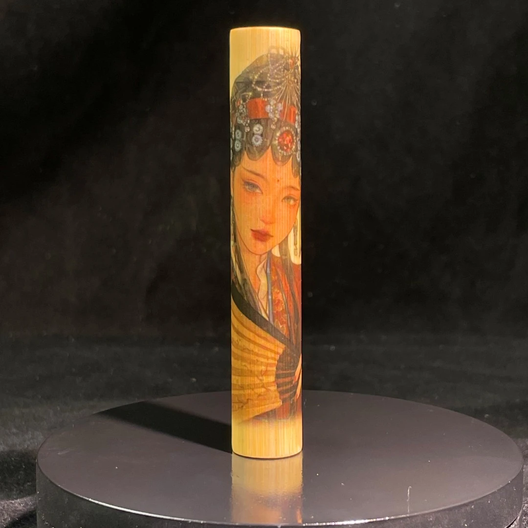 【七宝阁】彩绘花旦美女 实心竹 正圆