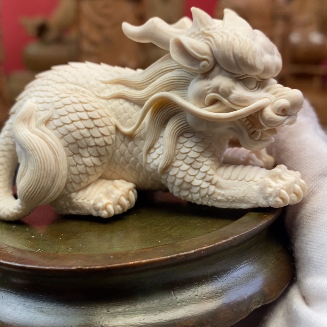 t***3檀香木猛犸麒麟摆件
