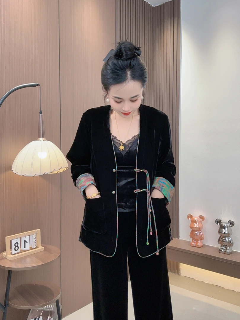 圆领冬季秋季厚款通勤女短外套中式西服网红休闲气质5902