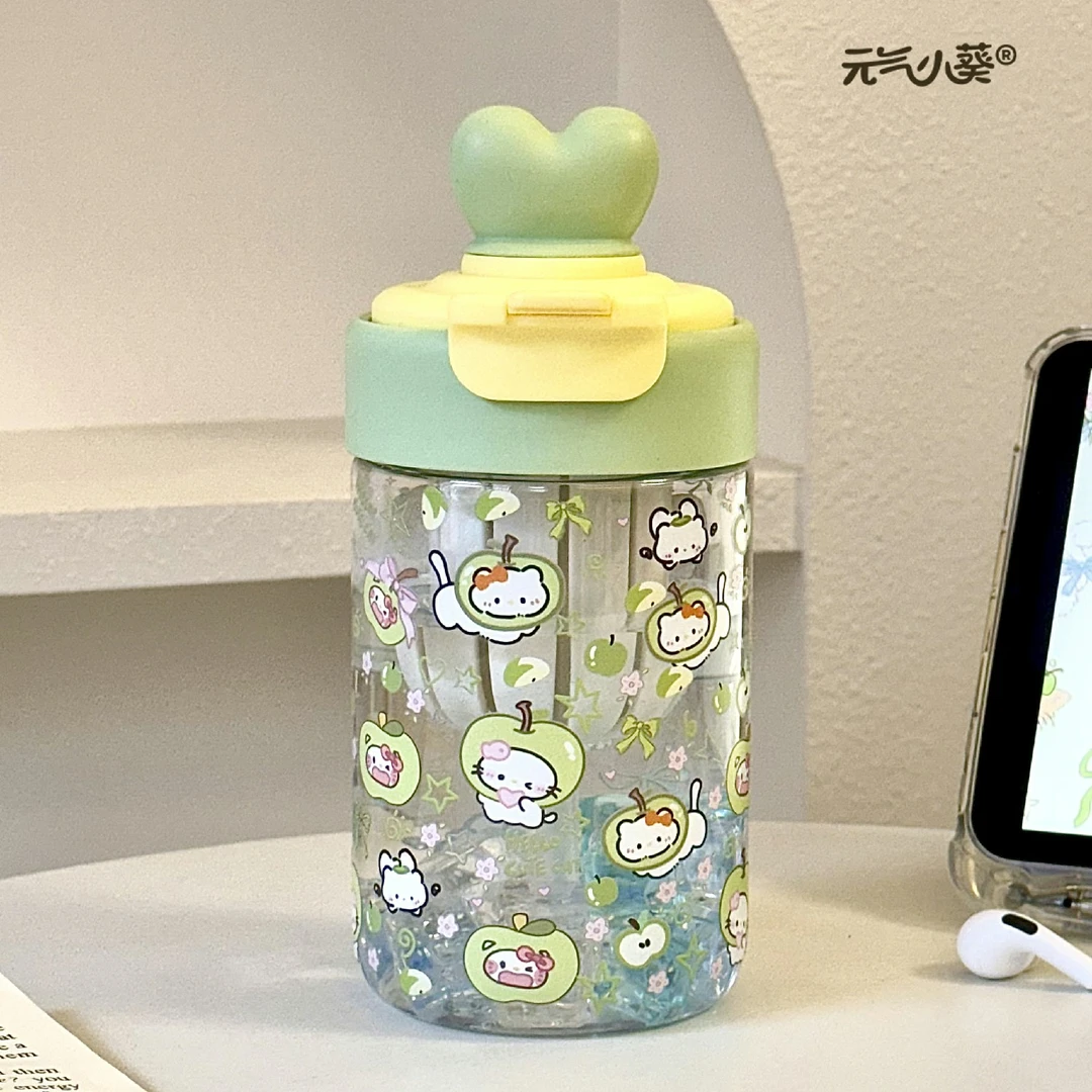 2025高颜值ins水杯女生双饮便携式小众不撞款儿童卡通吸管塑料杯
