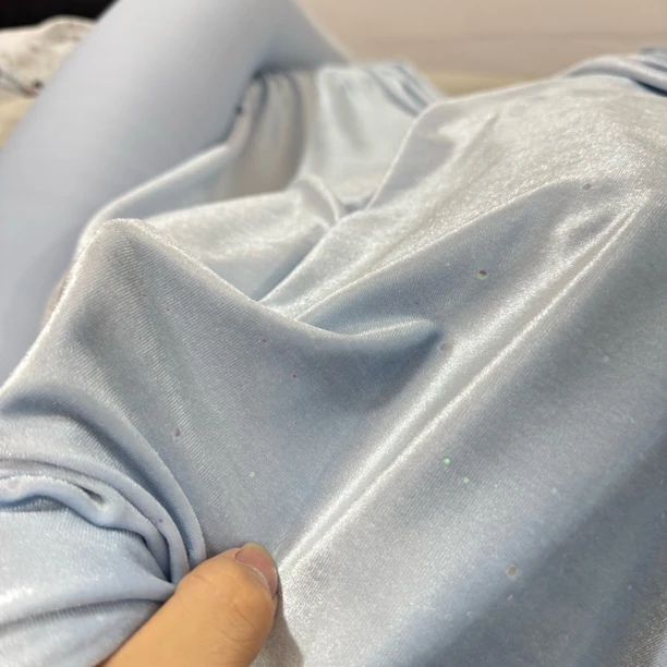 46 天蓝色满天星七彩亮片金丝绒面料3米价