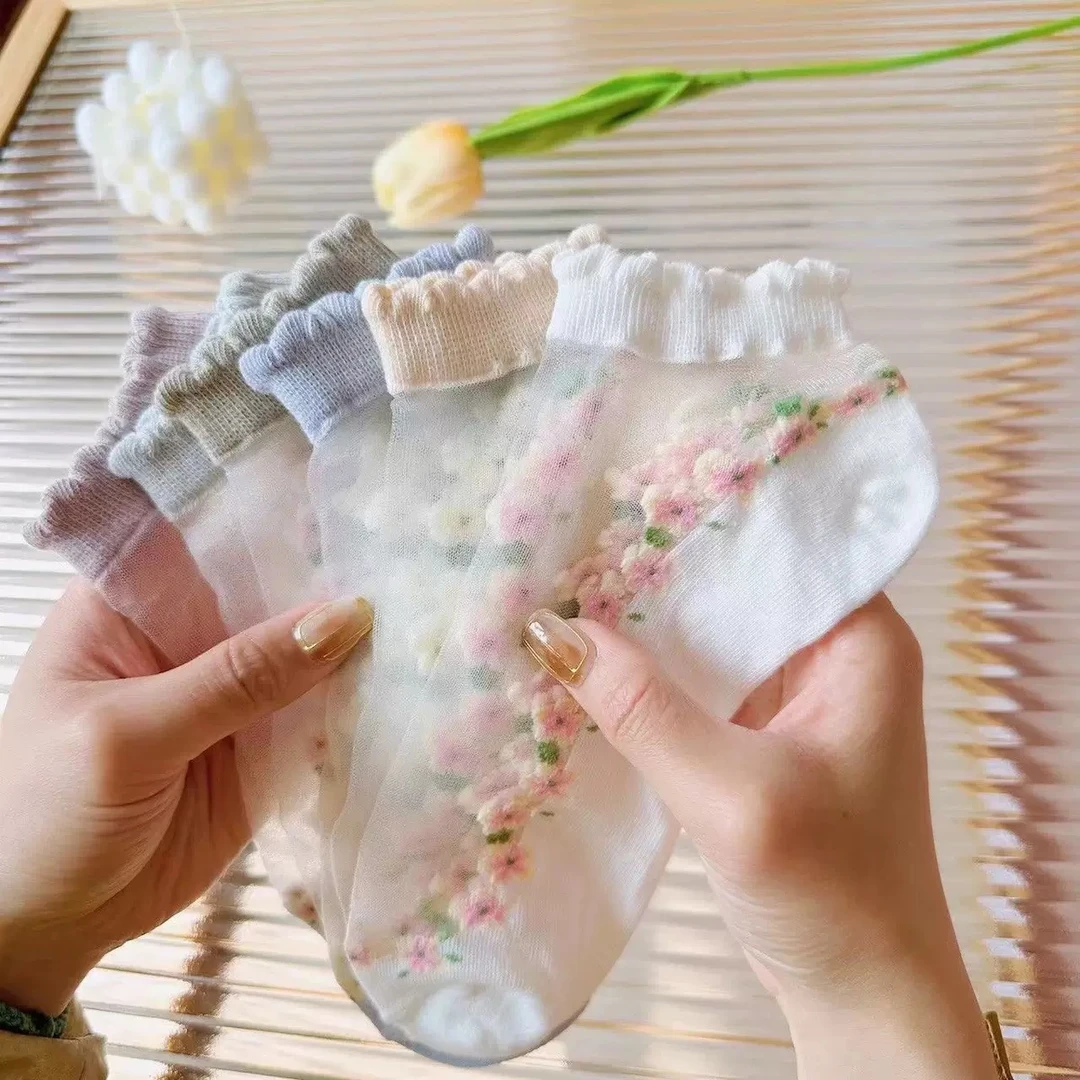 顺风//开车专用薄款卡丝袜夏季花边水晶袜船袜透气吸汗短袜春夏女