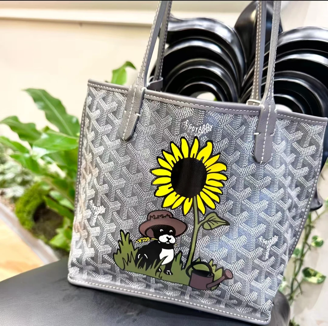 99新 Goyard 蔚蓝/anjou mini tote 灰色手提包 有票