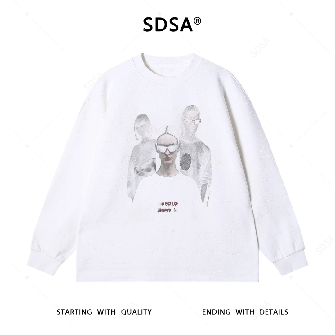 SDSA男士秋冬新款痞帅男装嘻哈人物印花设计圆领卫衣高街百搭上衣