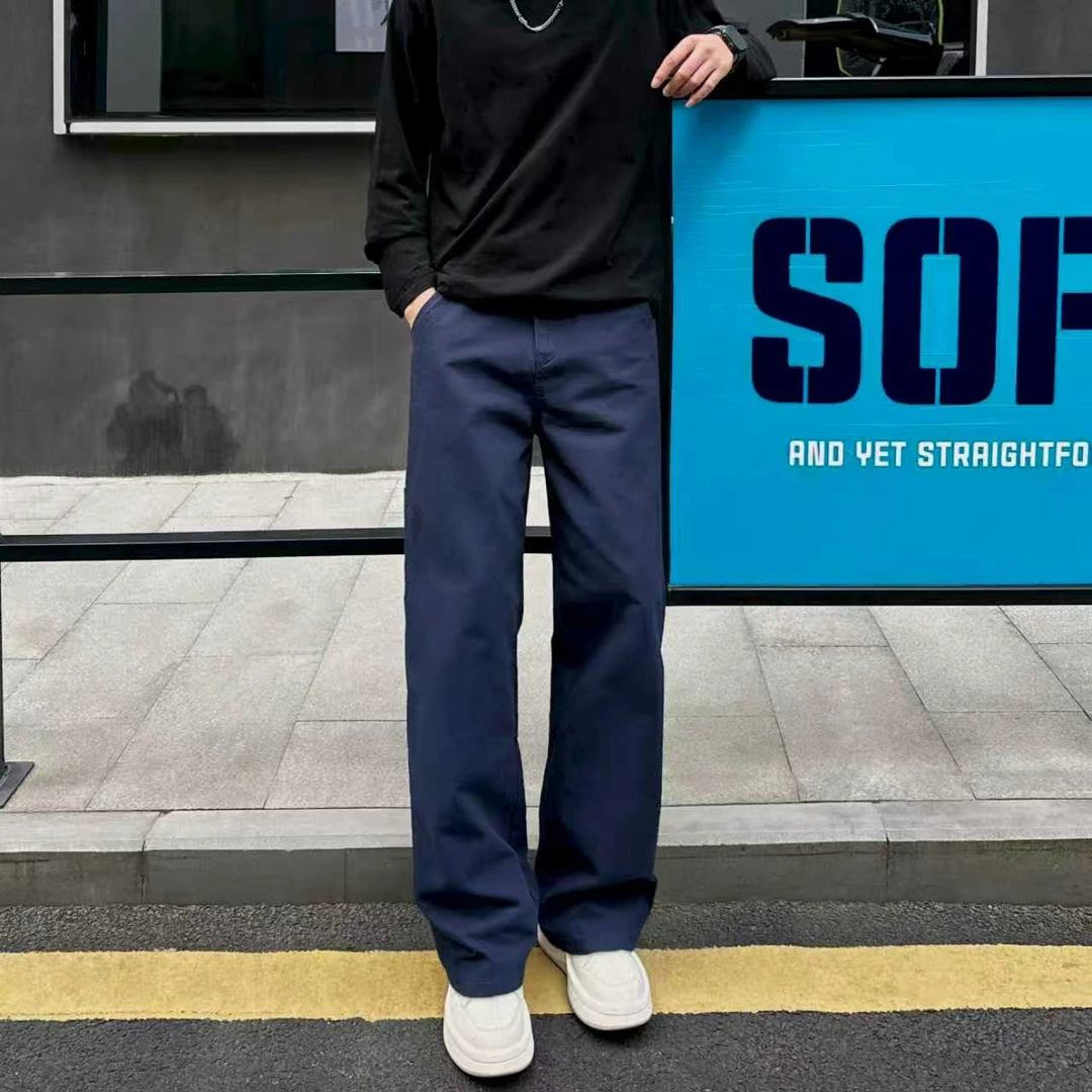 QUALCOMM美式高街法工蓝vintage百搭长裤男女同款复古痞帅休闲裤