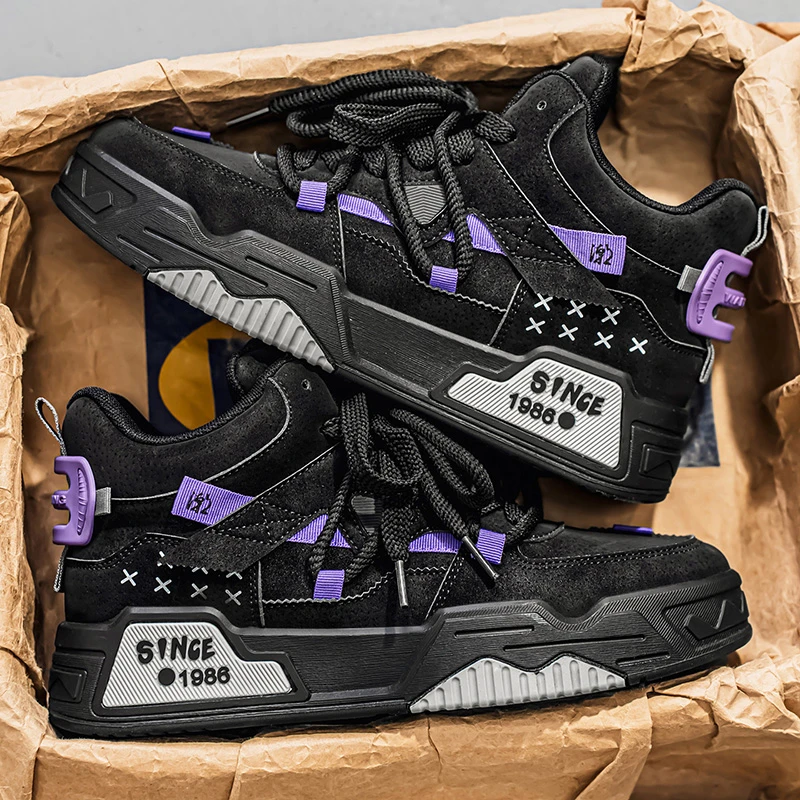 高帮男鞋2025新款秋季韩版潮流百搭休闲平板鞋青少年运动软底潮鞋