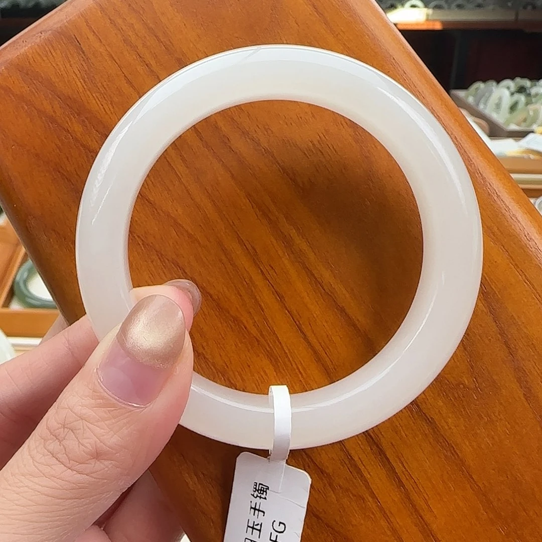 和田玉未镶嵌手镯白玉 正圈56-57