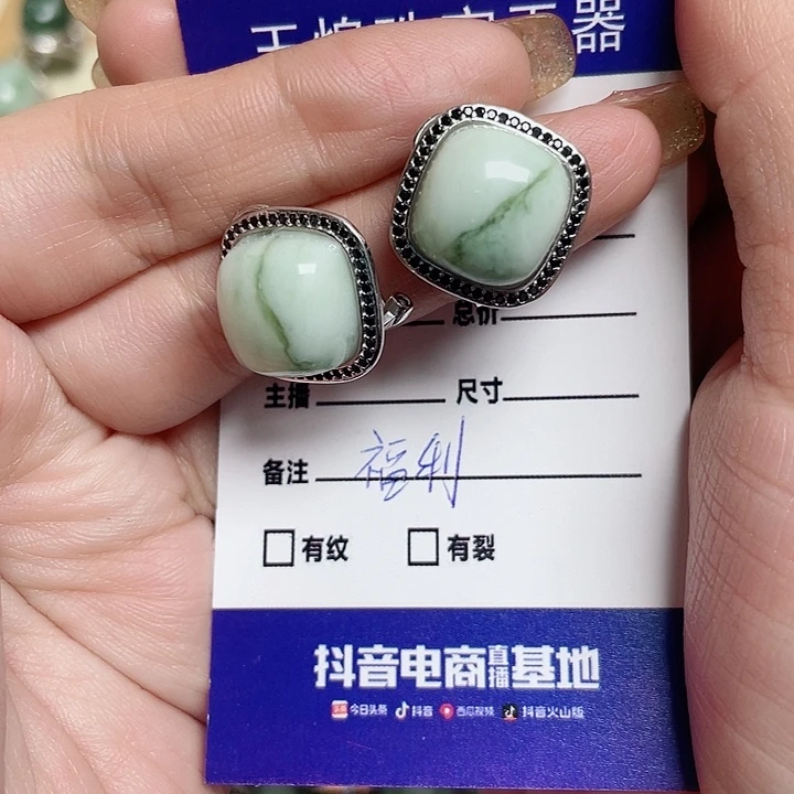 透闪石-蛇纹石玉耳环银S925镶嵌肖****?