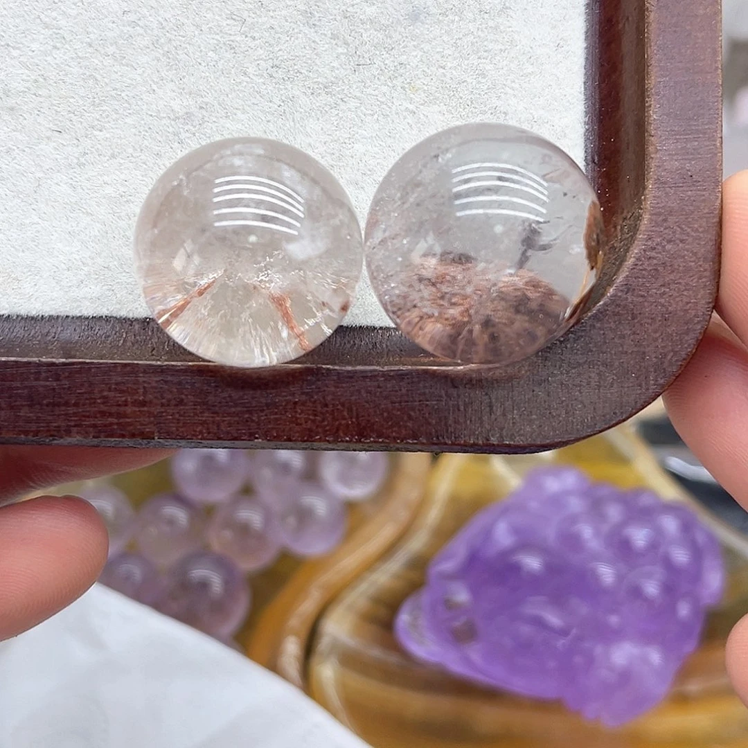 珠宝半成品未镶嵌水晶18 幽灵球24mm两颗