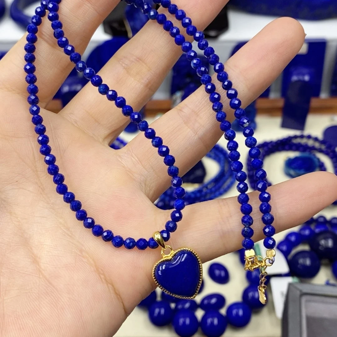 青金石颈饰银S925镀金镶嵌